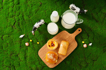 Fototapeta na wymiar healthy nutritious breakfast milk and bread