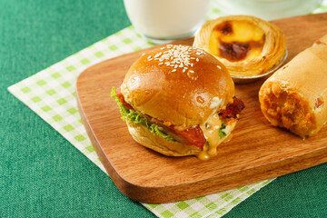 healthy nutritious breakfast milk and bread