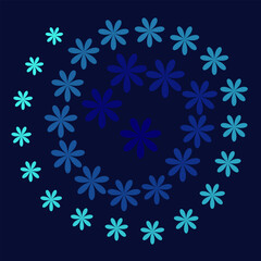 Fototapeta na wymiar Vector abstract geometric pattern in the form of a spiral of flowers on a blue background