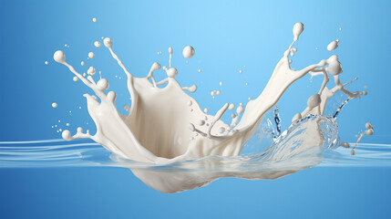 Obraz na płótnie Canvas milk splash 3d rendering in papercut style. Generative AI