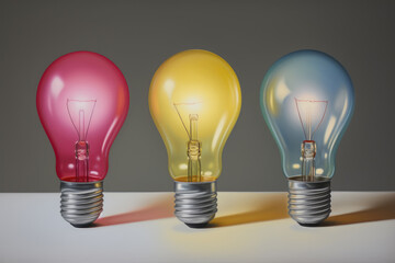 colored light bulb on the background of the idea