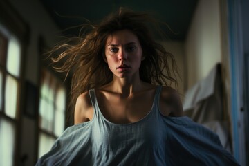 Excited girl with developing hair