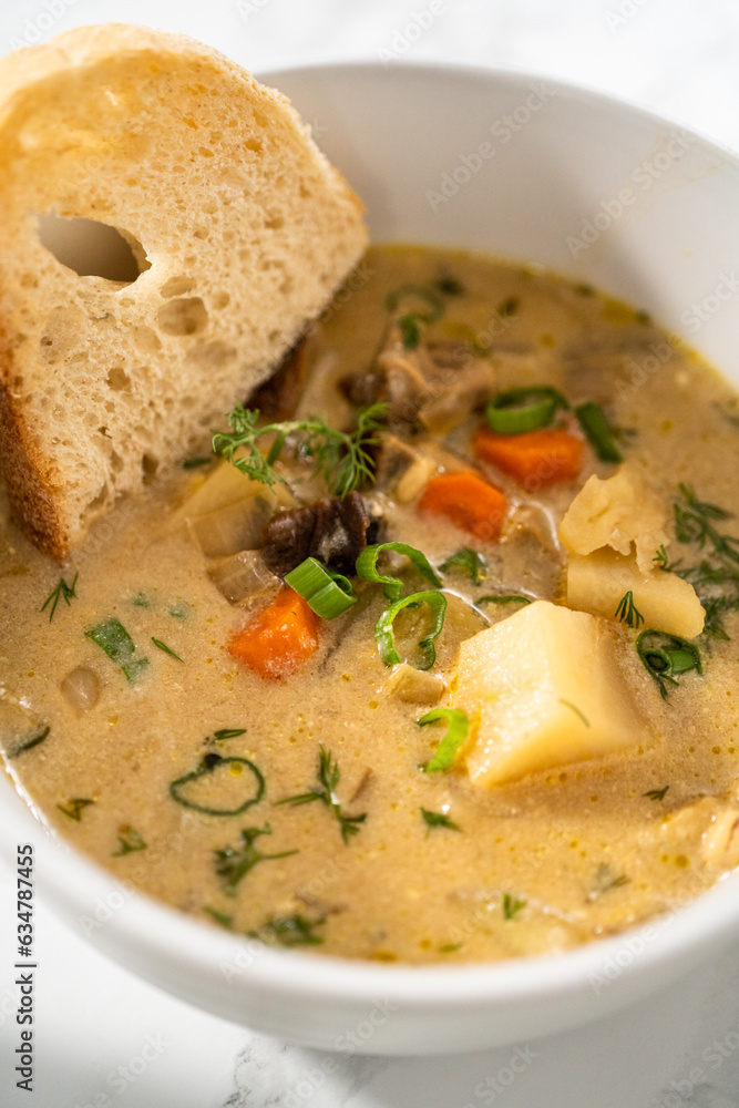 Poster Creamy wild mushroom soup