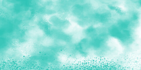 Mint sky with clouds watercolor texture streaks. Mint watercolor background for your design, watercolor background concept, vector. Mint abstract watercolor texture background. Turquoise watercolor.