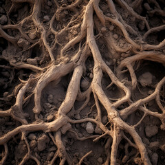 roots in the sand in vineyard 