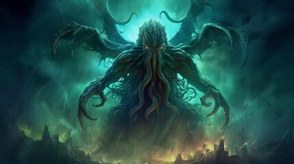 Cthulhu drawn by Stefan Koidl.Generative AI