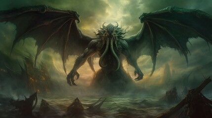 Cthulhu drawn by Stefan Koidl.Generative AI