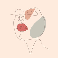 woman face close up feminine minimalism decorative art one line