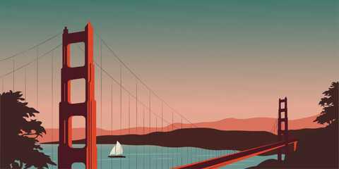 San Francisco background card website lending page. - obrazy, fototapety, plakaty