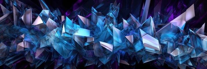 Abstract 3d rendering of chaotic low poly shape. Futuristic background design.