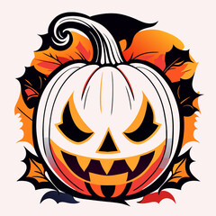 Halloween pumpkin head vector illustration. Design element for poster, card, banner, flyer.