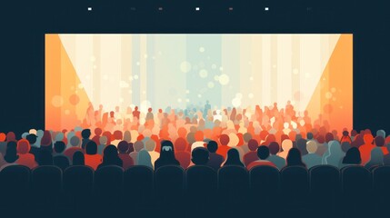 Fototapeta na wymiar huge audience of people sitting in a theater