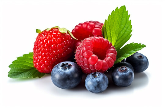 Fresh berries isolated on white background .Generative Ai.