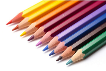 Fototapeta premium Color pencils isolated on a white background.Generative Ai.