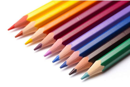 Color pencils isolated on a white background.Generative Ai.