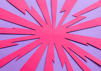 Handmade colorful paper cut background. Speech bubble. Pop art and comic concept. Pink color.