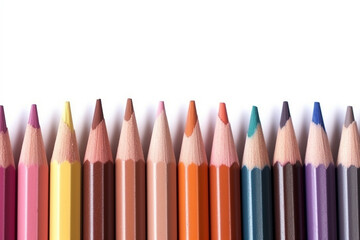 Fototapeta premium Color pencils isolated on a white background.Generative Ai.