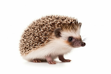 Hedgehog isolated on a white background.Generative Ai.