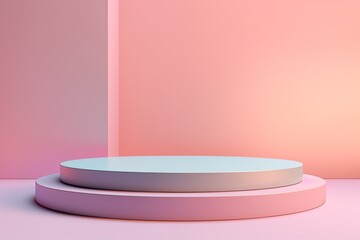 3D Metal surface podium on stage background. geometric shape for product display presentation. Minimal scene for mockup products, stage showcase, promotion display.
