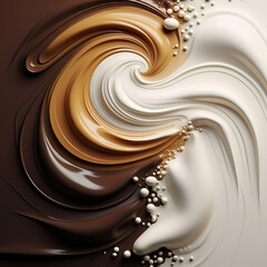 Abstract background of chocolate wave of coffee and milk pouring into each other