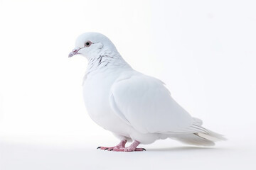 White pigeon isolate on white background.Generative Ai.