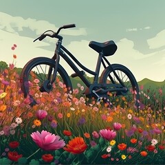 Naklejka premium bicycle in the field