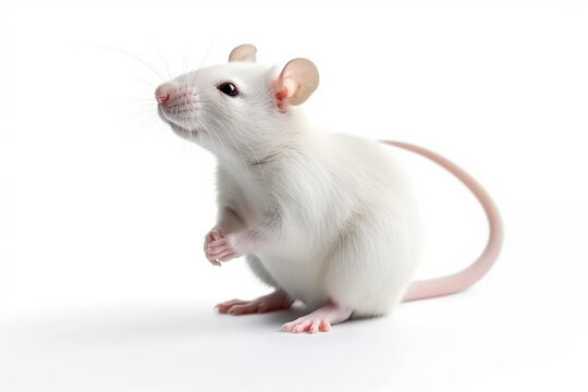White rat isolate on white background.Generative Ai.
