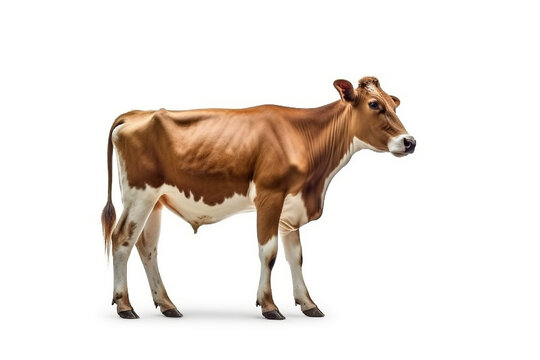Cow isolate on white background.Generative Ai.