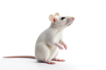 White rat isolate on white background.Generative Ai.