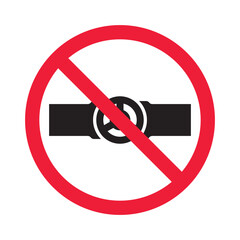 Prohibited valve vector icon. No pipeline icon. Forbidden gas pipeline icon. No gas valve sign. Warning, caution, attention, restriction, danger flat sign design symbol pictogram