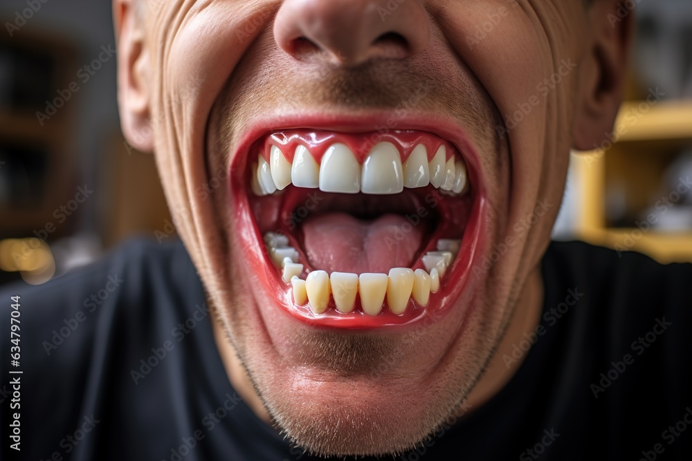 Poster man with scary teeth