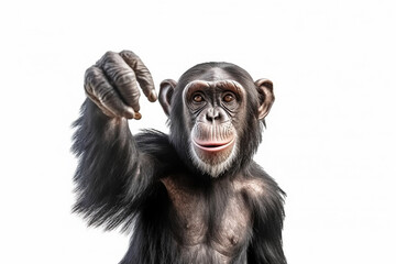 Chimpanzee isolated on white background .Generative Ai.