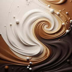 Abstract background of chocolate wave of coffee and milk pouring into each other