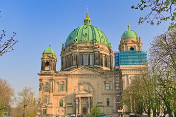 Germany April 8, 2019: Berliner Dom on the Spree River