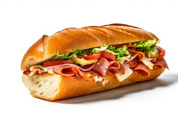 Sandwich ham isolated on white background .Generative Ai.