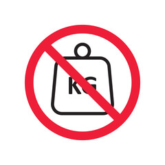 Prohibited weight vector icon. No scale icon. Forbidden weight scale icon. No weight sign. Warning, caution, attention, restriction, danger flat sign design symbol pictogram