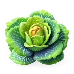 3d cabbage isolated on white background. Generative AI