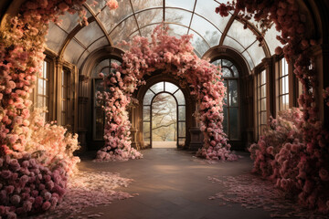  Blossom arch from pink flowers
 - obrazy, fototapety, plakaty