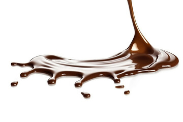 Chocolate dripping isolated on white background.Generative Ai.
