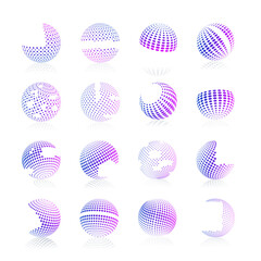 Sphere with gradient halftone fill, vector illustration.