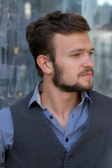 Street portrait of a young handsome man