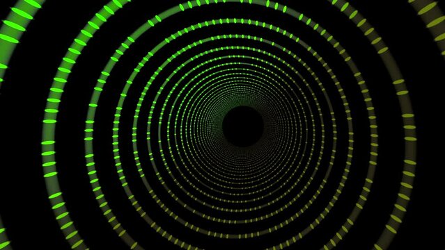 Futuristic neon spacetime tunnel wormhole flashing lights