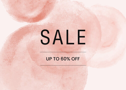 Pink watercolor sale banner template. Trendy abstract background for shopping ads, social media, poster