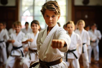 Foto op Canvas Karate Dojo Filled with Kiais and Impactful Strikes © Andrii 