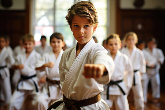 Karate Dojo Filled with Kiais and Impactful Strikes - Powered by Adobe