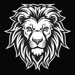 lion head illustration artwork black and white eps vector