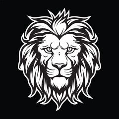 lion head illustration artwork black and white eps vector