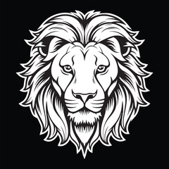 lion head illustration artwork black and white eps vector