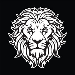 lion head illustration artwork black and white eps vector