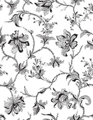 Fototapeta premium lace floral seamless pattern. Chintz 